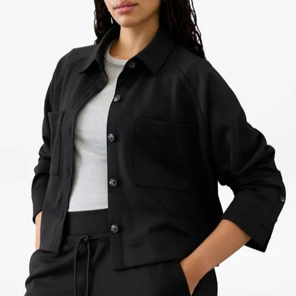 Athleta XXS Allure Shirt Jacket, Black Oversized Top Layer Work Travel - Picture 15 of 16